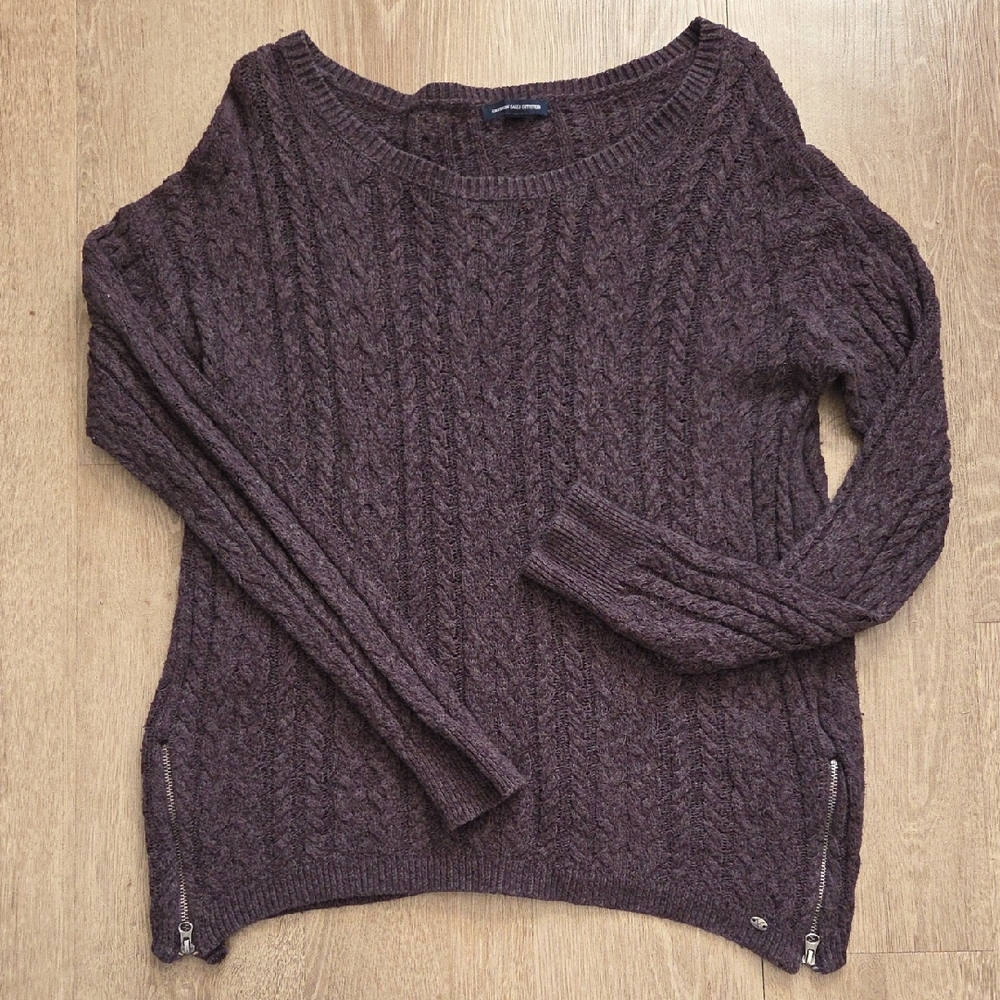 American Eagle Outfitters Cable Knit Sweater - Dark Purple